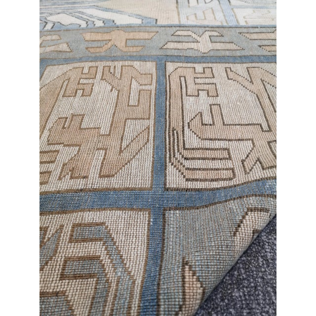 Vintage Geometric Turkish Hand-Knotted Oushak Area Rug For Sale - Image 9 of 13