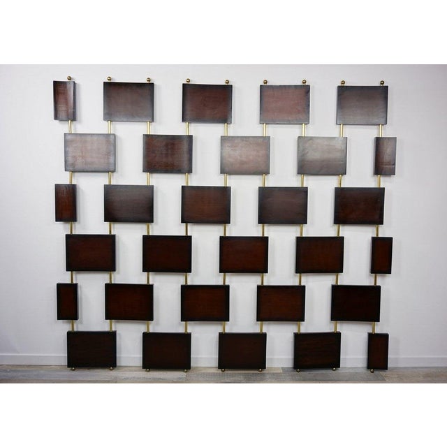 Wooden and Brass Room Screen Divider For Sale - Image 10 of 18