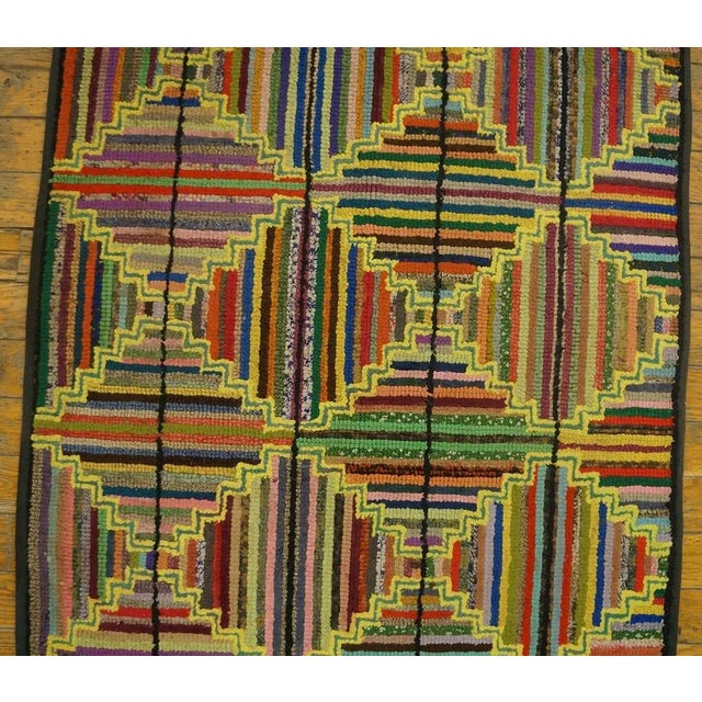 Great Multi Color With Prefect Dimensional Design American Hooked Rug For Sale - Image 4 of 9
