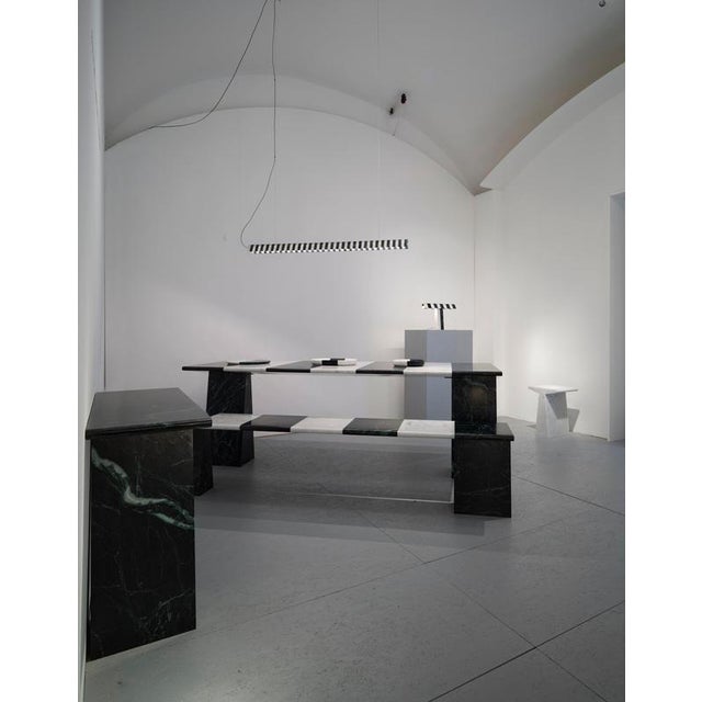 Green Alcm Horizontal Pendant Lamp in Verde Alpi & Carrara Marbles by Bufalini Design For Sale - Image 8 of 13