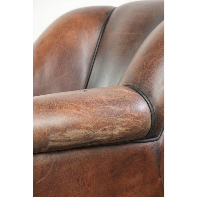 Vintage Sheepskin Club Chair in Leather For Sale - Image 12 of 16