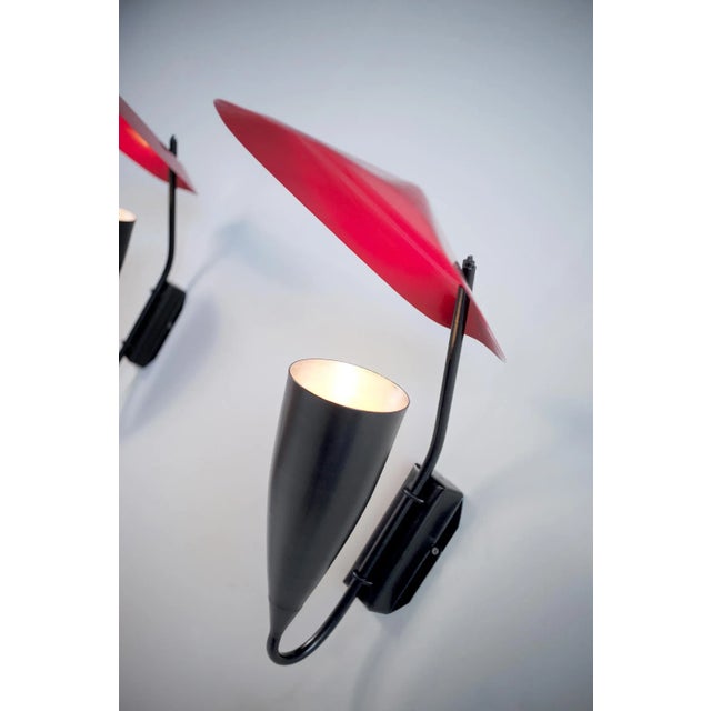 Black Large Wall Light with Deflector, 1950s For Sale - Image 8 of 11