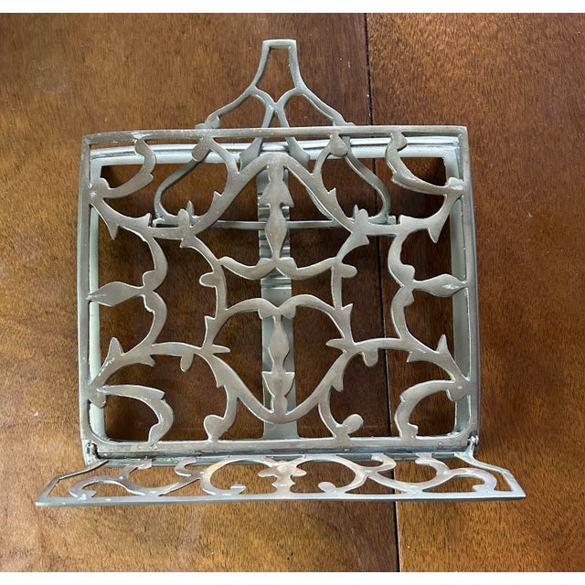 Mid 20th Century Vintage Victorian Style Brass Folding Adjustable Bookstand For Sale - Image 4 of 5