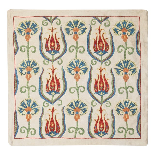 20"x19" Modern Cushion Cover. 100% Silk Lace Pillow. Hand Embroidered Pillowcase For Sale