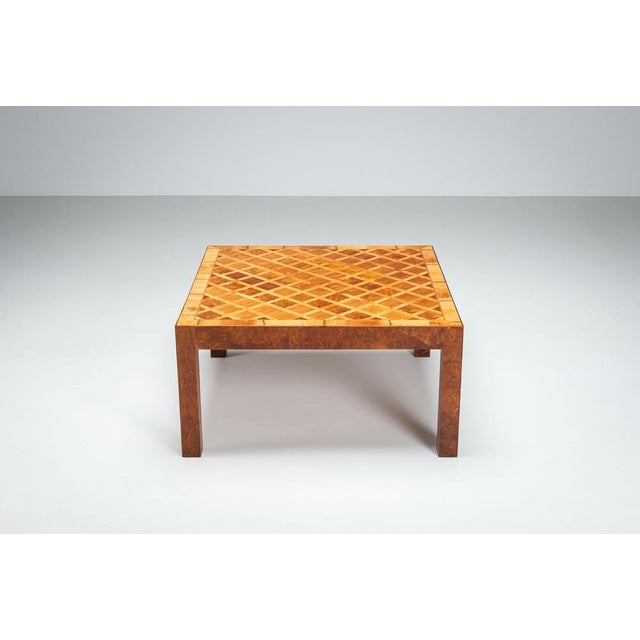 1950s Square Italian Coffee Table with Burl Wood Inlaid Parquetry Top, 1950s For Sale - Image 5 of 15