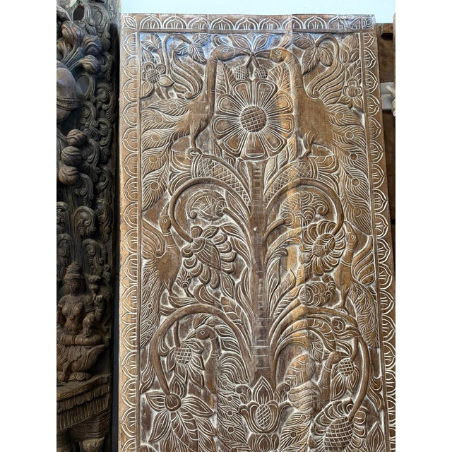 Infuse your space with meaning and mindful beauty through this vintage Tree of Life carved barn door, designed as a...