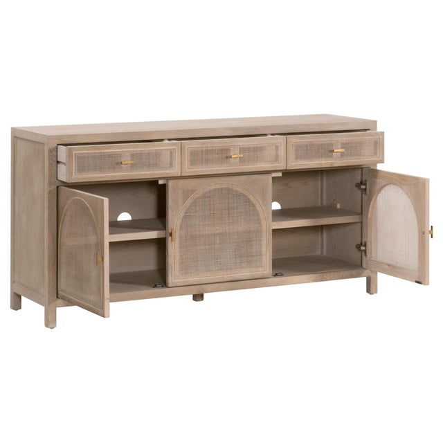 Cane Media Cabinet, Smoke Gray Oak For Sale - Image 11 of 12