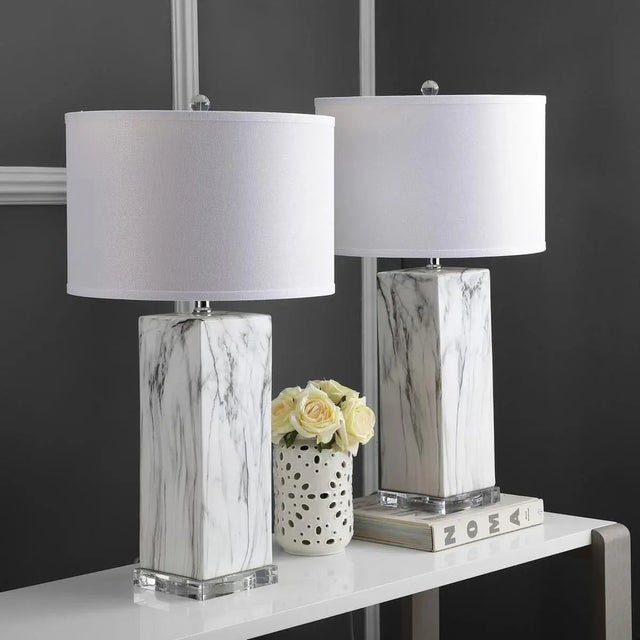 Transitional Olympia 29" Table Lamp in Black/White - a Pair For Sale - Image 3 of 6