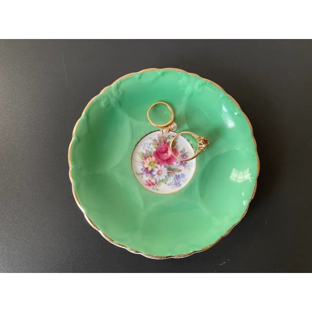 Victorian English Green and Rose Porcelain Jewelry Dish by Paragon For Sale - Image 12 of 12