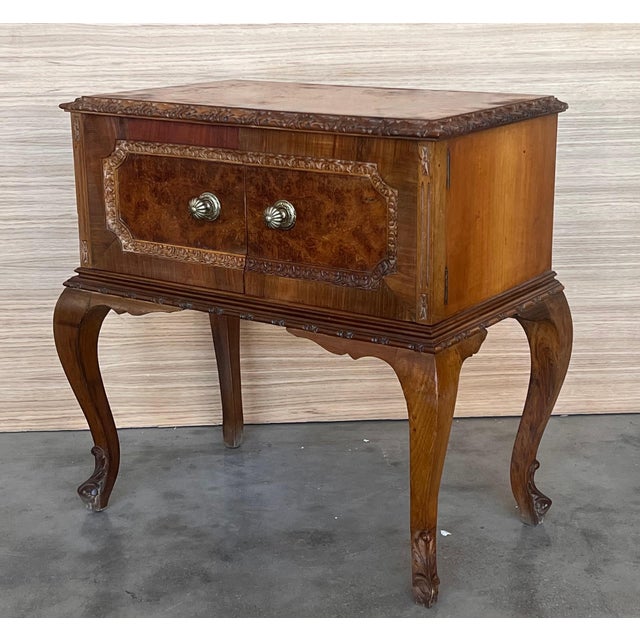 Early 20th Century Art Deco French Nightstands with doors and Marble Top, 1930s, Set of 2 For Sale - Image 5 of 18