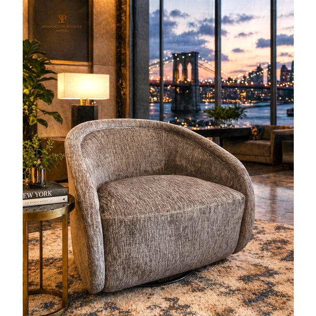 Boss Swivel Cashmere Lounge Chair For Sale In Los Angeles - Image 6 of 7