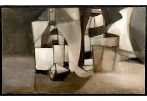 Lowell Daunt Collins "Still Life Gray" Cubist Oil Painting 1950s