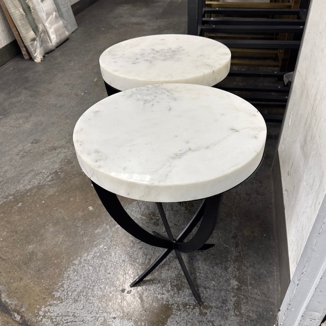 Uttermost Revelation by Uttermost Coronation Marble Accent Tables, Pair For Sale - Image 4 of 12