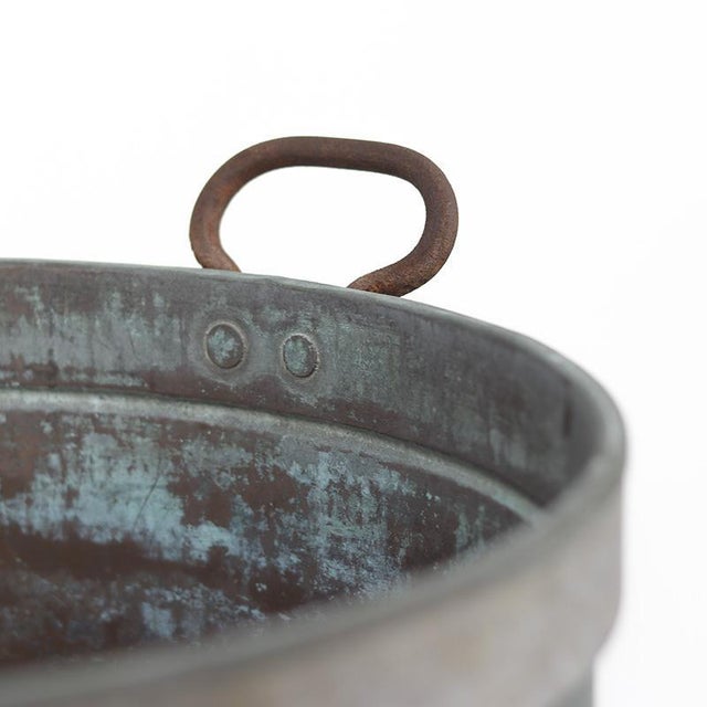 Rustic Large Weathered Patinated Copper Planter Kettle For Sale - Image 3 of 10