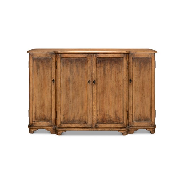 A warm brown finish to the pine wood offers a neutral palette that complements various decors. The classic breakfront...