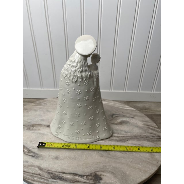Ceramic 60-70s Goebel Hummel Flower Madonna Figurine 10/1 Virgin Mary Child Bird Used 9in Ivory For Sale - Image 7 of 8