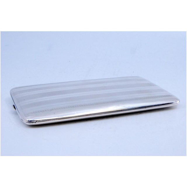 Metal Silver Cigarette Case with Guilloche Bands For Sale - Image 7 of 9
