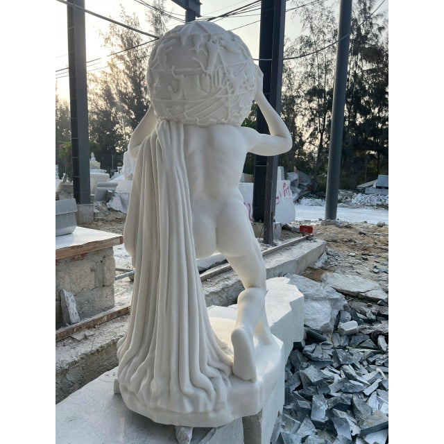Mediterranean Atlas – Classical Marble Sculpture For Sale - Image 3 of 4