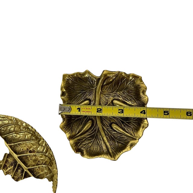 Brass Vintage Virginia Metalcrafters Brass in Leaf Catchall - A Pair For Sale - Image 8 of 10