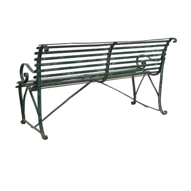 Farmhouse Hannecke Company Green Iron Garden Bench For Sale - Image 3 of 9