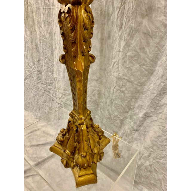 French 1980s Carved and Gilded Lamp For Sale - Image 3 of 6