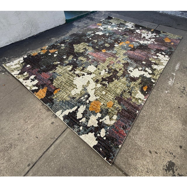 Navy Blue 8ft 6in × 11ft 7in Oriental Weavers Evolution Area Rug, Navy/Green For Sale - Image 8 of 12