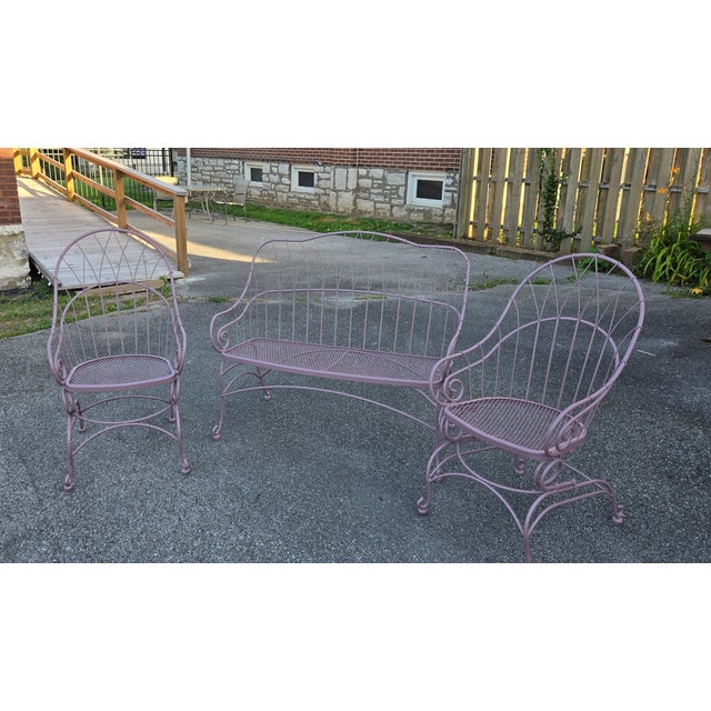 Nice set with mesh seats so no cushions are needed. Two chairs with high back and they bounce, very comfortable seating....