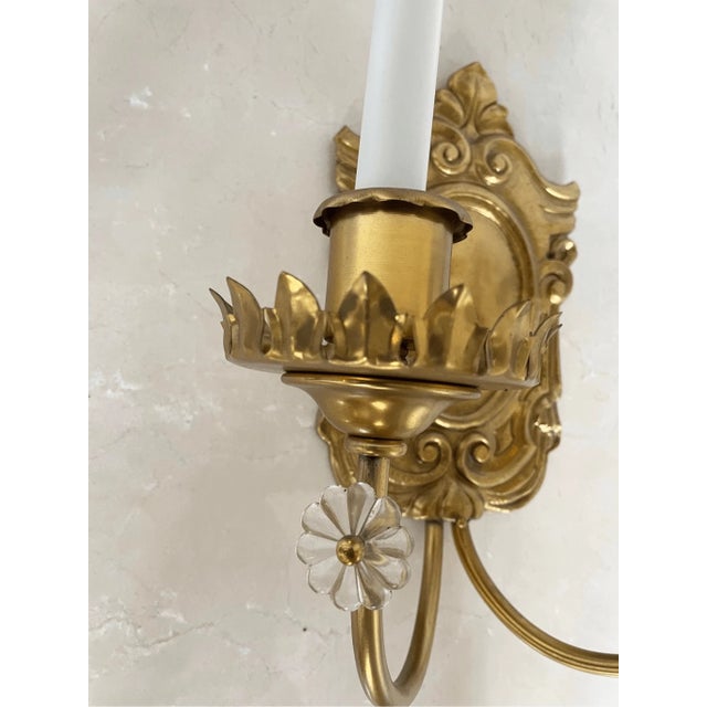 Antique Brass Wall Sconce Baroque Style Two Light For Sale - Image 4 of 6