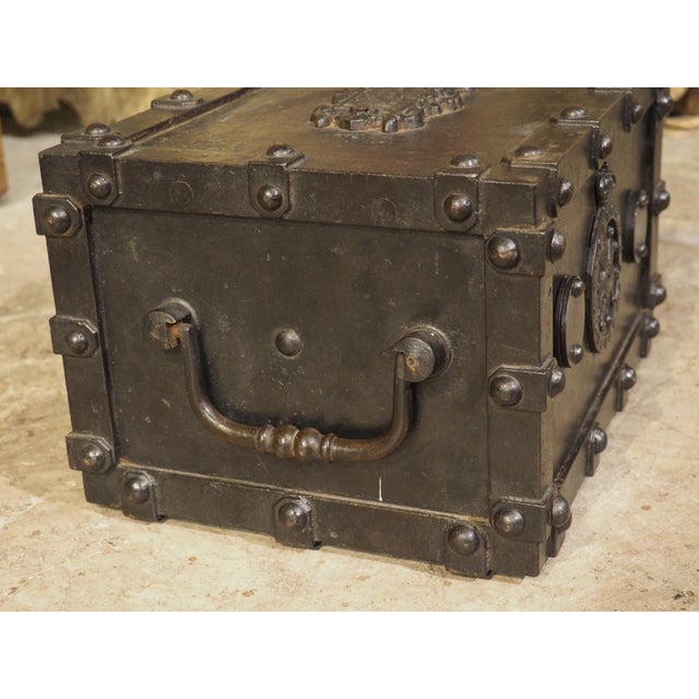Heavy Antique Bauche Cast Iron Safe From Northeastern France, Circa 1870 For Sale - Image 11 of 16
