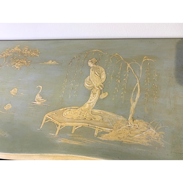Sky Blue Vintage Italian Louis XV Style Chinoiserie Bombé Chest – Hand-Painted For Sale - Image 8 of 11