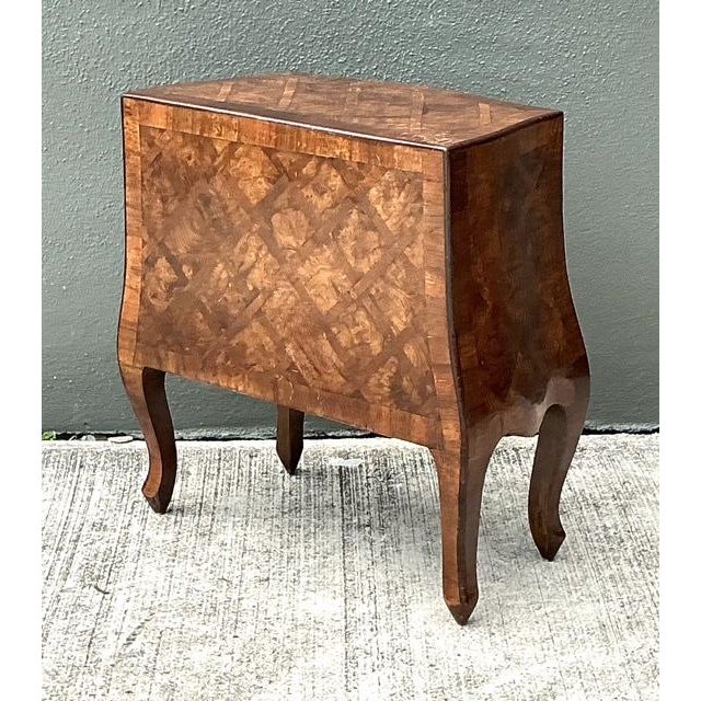 Vintage Italian Trellis Burl Petite Commode For Sale - Image 11 of 11