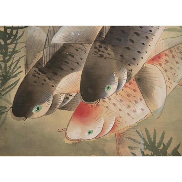 1970s Chinese Painted Screen "Carps" For Sale - Image 11 of 18