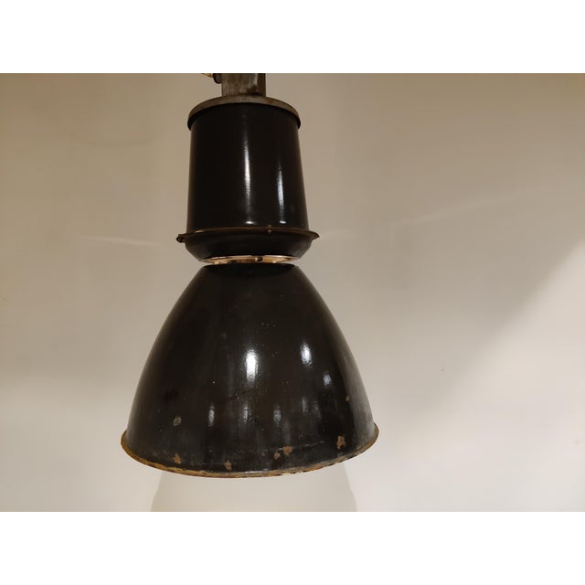 Large Industrial Enamel Lamp, 1950s For Sale - Image 4 of 11