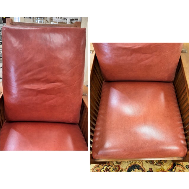 Stickley Spindle Reclining Leather Morris Chairs, a Pair For Sale - Image 11 of 18