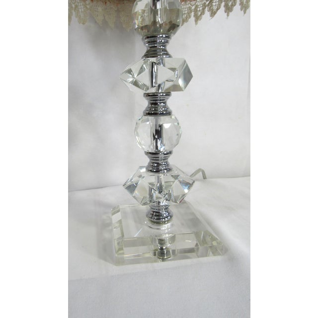 Vintage Glass Ball Lamp + Shabby Chic Shade For Sale - Image 9 of 15