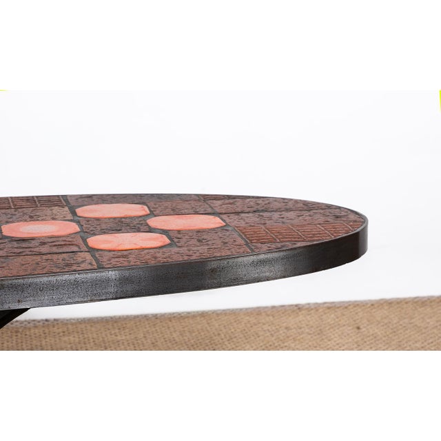 Coffee Table in Lava Stone, Ceramic and Steel by Jean Jaffeux, 1960s, in Flawless conditions. Designed 1960 to 1969
