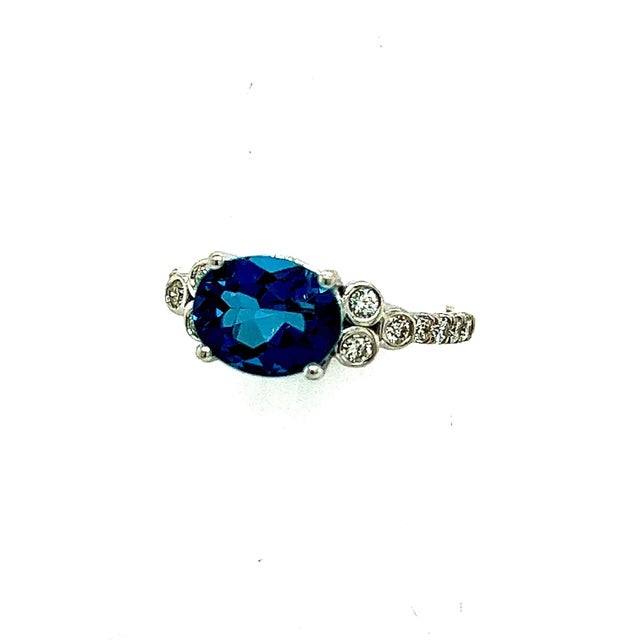 Natural Topaz Diamond Ring 6.5 14k W Gold 2.63 TCW Certified For Sale - Image 9 of 10