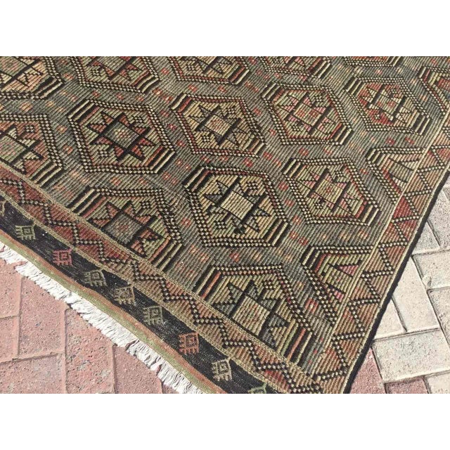 Textile 1960's Embroidered Turkish Kilim Rug - 70.5" X 103.5" For Sale - Image 7 of 11