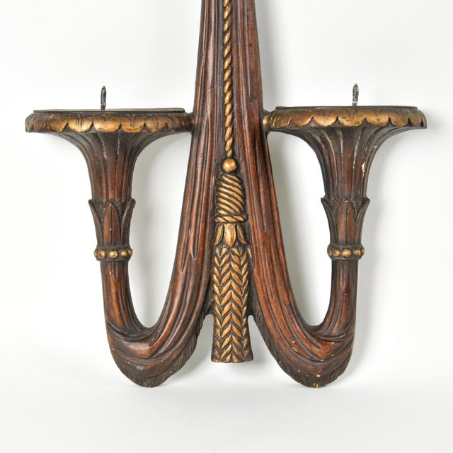 Mid 20th Century Extra Large Vintage Bow and Tassel Wall Hanging Candle Holder for Pillar Candles For Sale - Image 5 of 12
