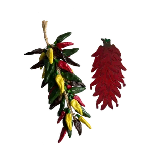 Hand-Painted Vintage Ristra/ String of Ceramic Jalapeño Peppers & Pepper Wall Hook