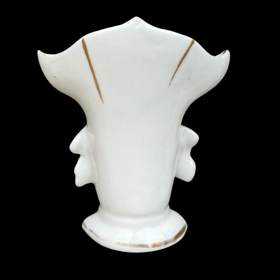 Antique French Paris Porcelain Spill Vase With Hand-Painted Floral