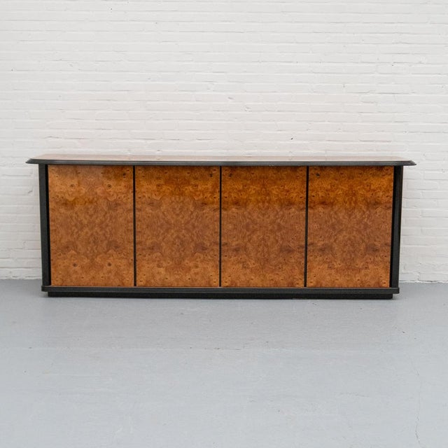 Vintage Italian Sideboard in Burl Wood, 1980s For Sale - Image 4 of 15