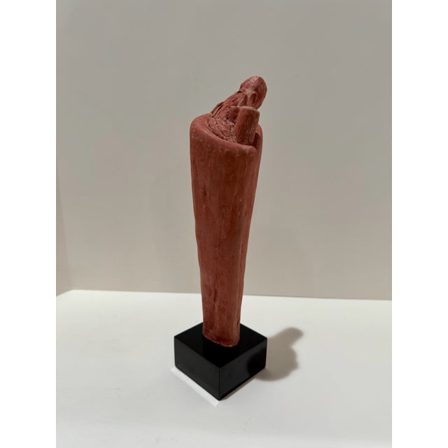 1960s Larry Mohr Signed Terra Cotta Sculpture Abstract Figurative Form on Base For Sale - Image 9 of 9