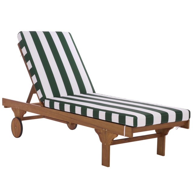 Newport Chaise Lounge, Green Stripe For Sale - Image 12 of 13
