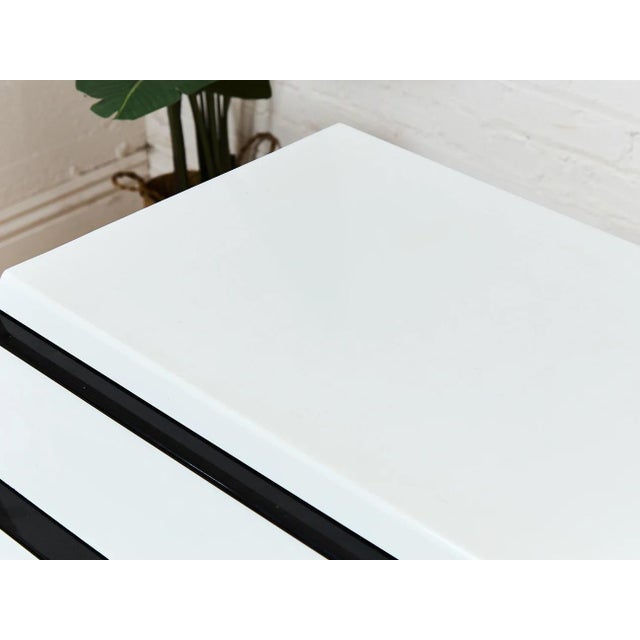 Mid 20th Century Mid 20th Century White Lacquer Dresser With Black Trim For Sale - Image 5 of 9