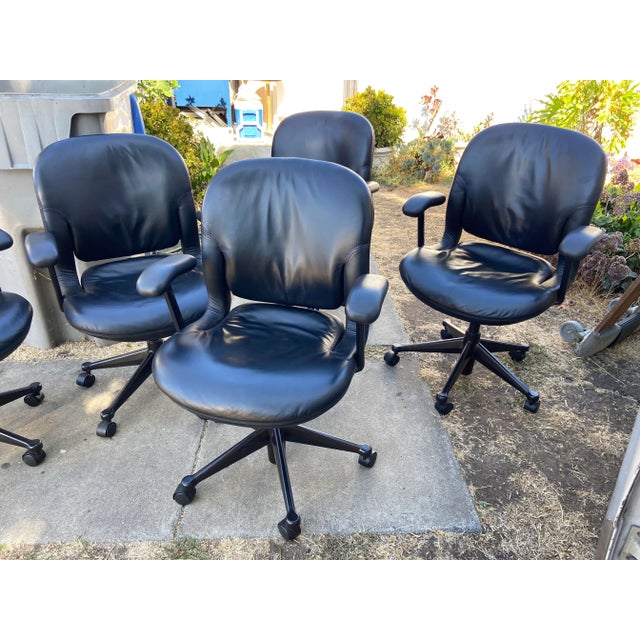 Black Vintage Herman Miller Conference Room Chairs - Set of 5 For Sale - Image 8 of 12