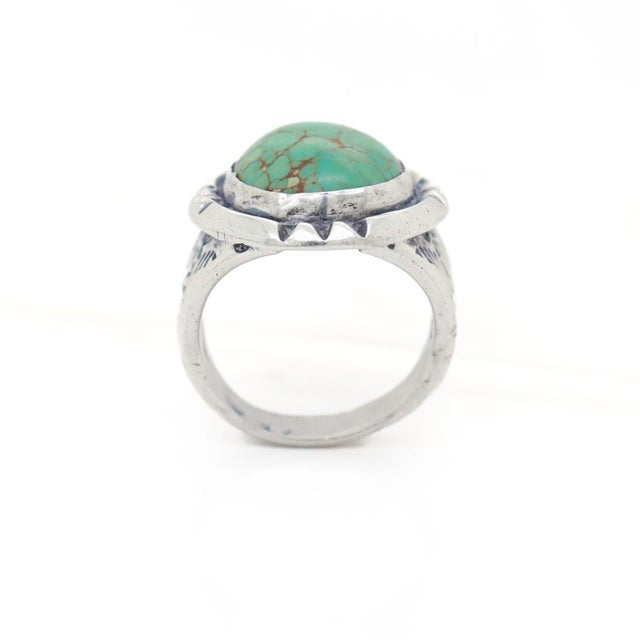 Vintage Old Pawn Navajo Sterling Silver and Turquoise Cabochon Ring For Sale - Image 12 of 12