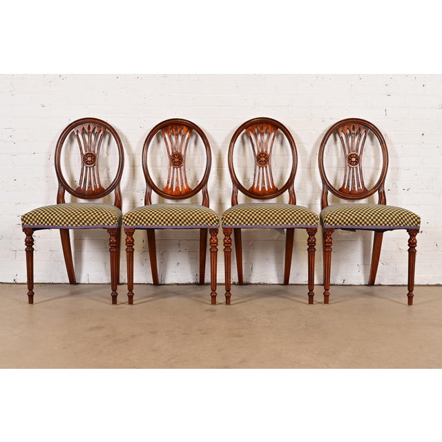French Regency Louis XVI Carved Mahogany Dining Chairs by Bevan Funnell, Set of Four For Sale - Image 14 of 14