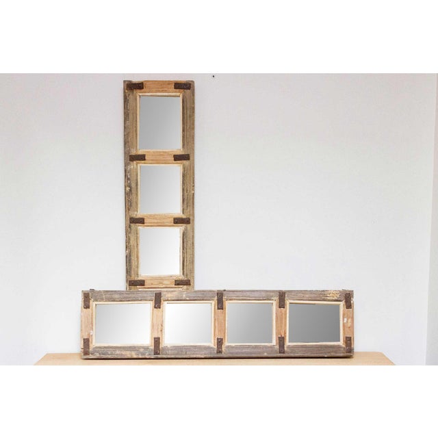 Pair of Antique Farmhouse Teak Door Mirrors For Sale - Image 9 of 10