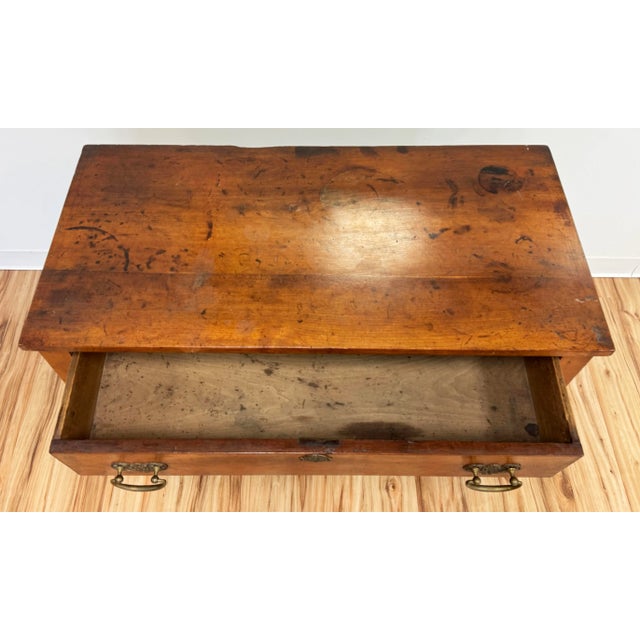 Early 20th Century Antique Three Drawer Wood Commode Chest W/ Brass Hardware For Sale - Image 5 of 11